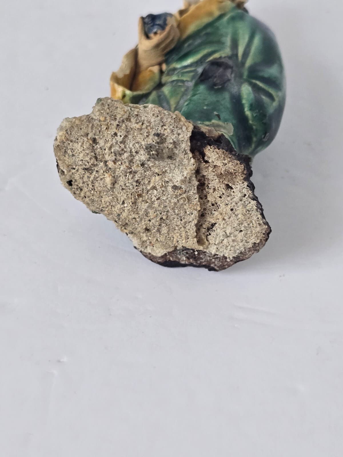 Vintage Shiwan Mudman Figurine - Green Glazed Wise Elder - As-is. Base damaged - Thumbnail 6