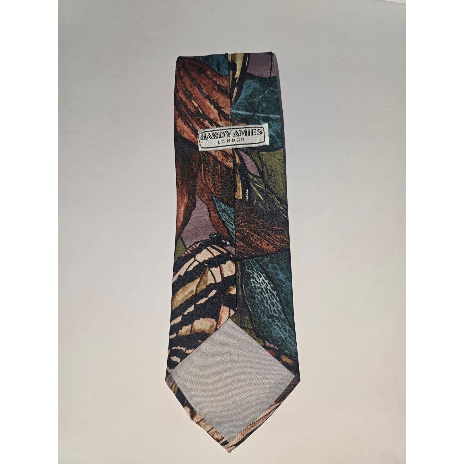 Vintage Hardy Amies London Mens Silk Tie Abstract Geometric Multi Watercolor Art - Thumbnail 3
