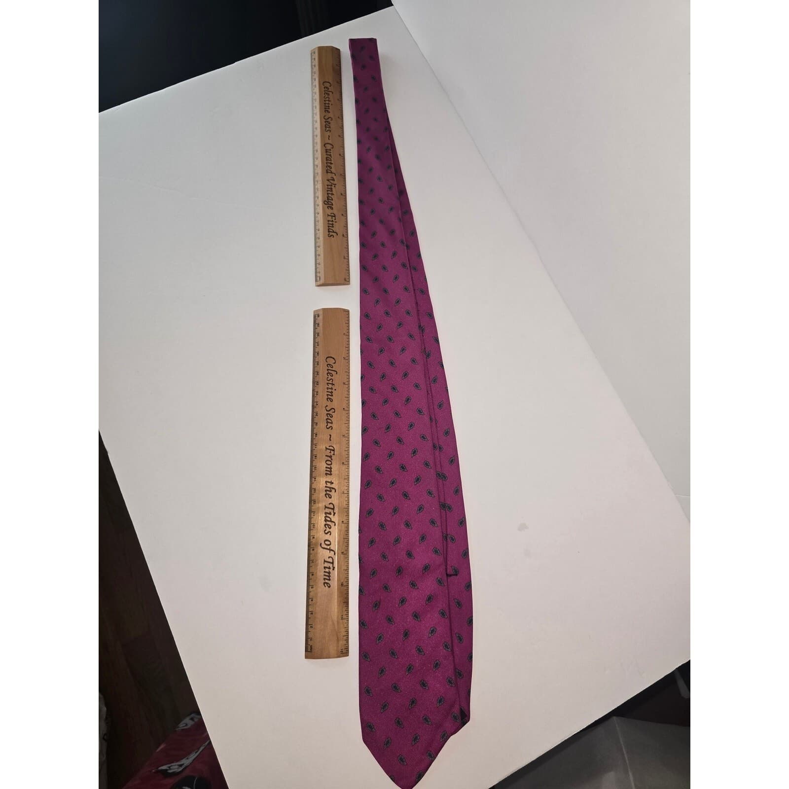 Robert Talbott Eljo's University of Virginia Silk Tie Purple Paisley Floral Ivy - Thumbnail 2