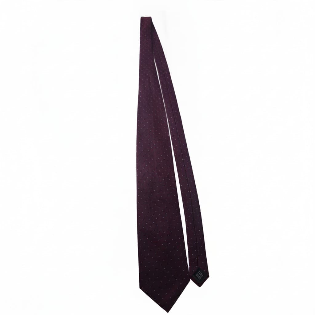 Valerio Garati Hand Made Pure Silk Tie Burgundy Red Blue Grid Pattern Geometric - Thumbnail 2