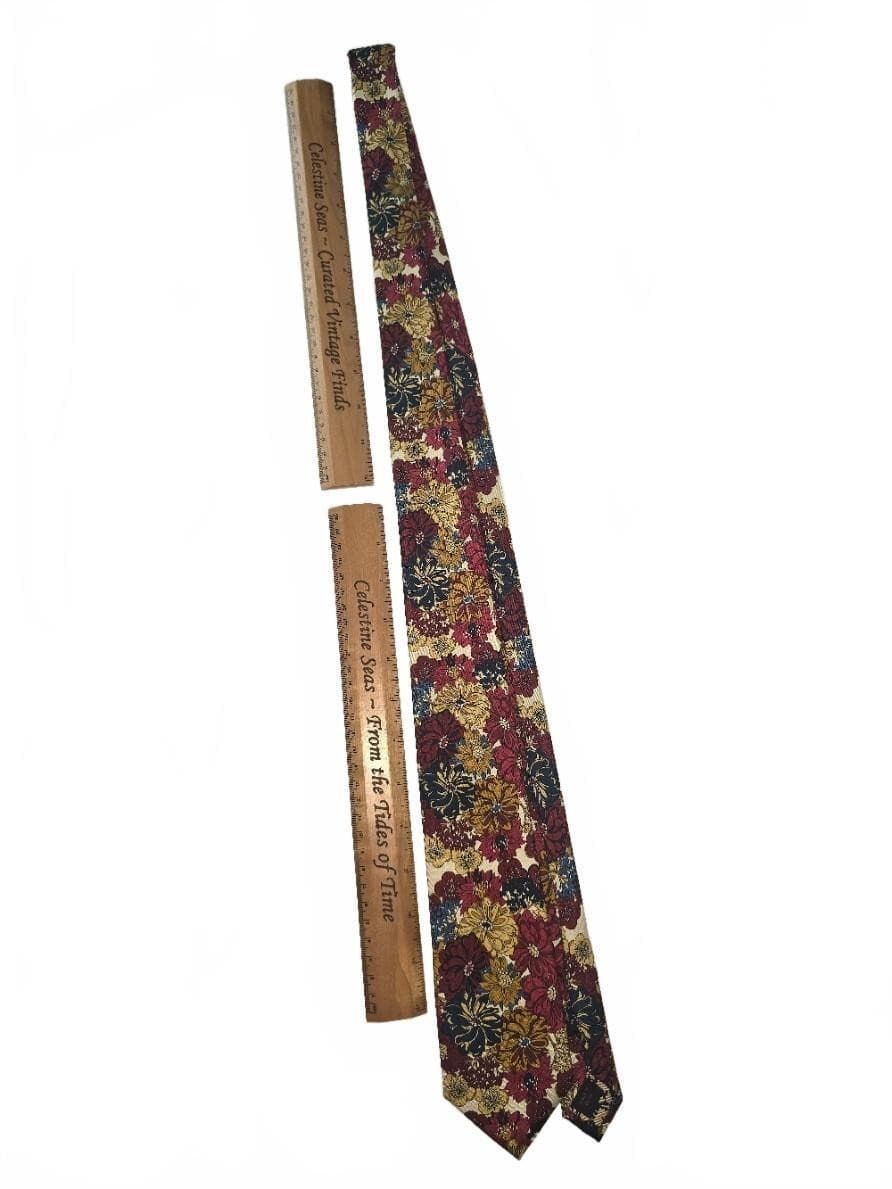 Vintage Liberty of London for Target Silk Floral Necktie Red Yellow Cottagecore - Thumbnail 2