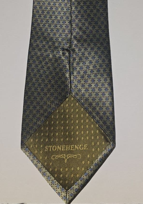 Stonehenge Vintage 100% Silk Geometric Medallion Men's Necktie - Green / Gold - Thumbnail 3