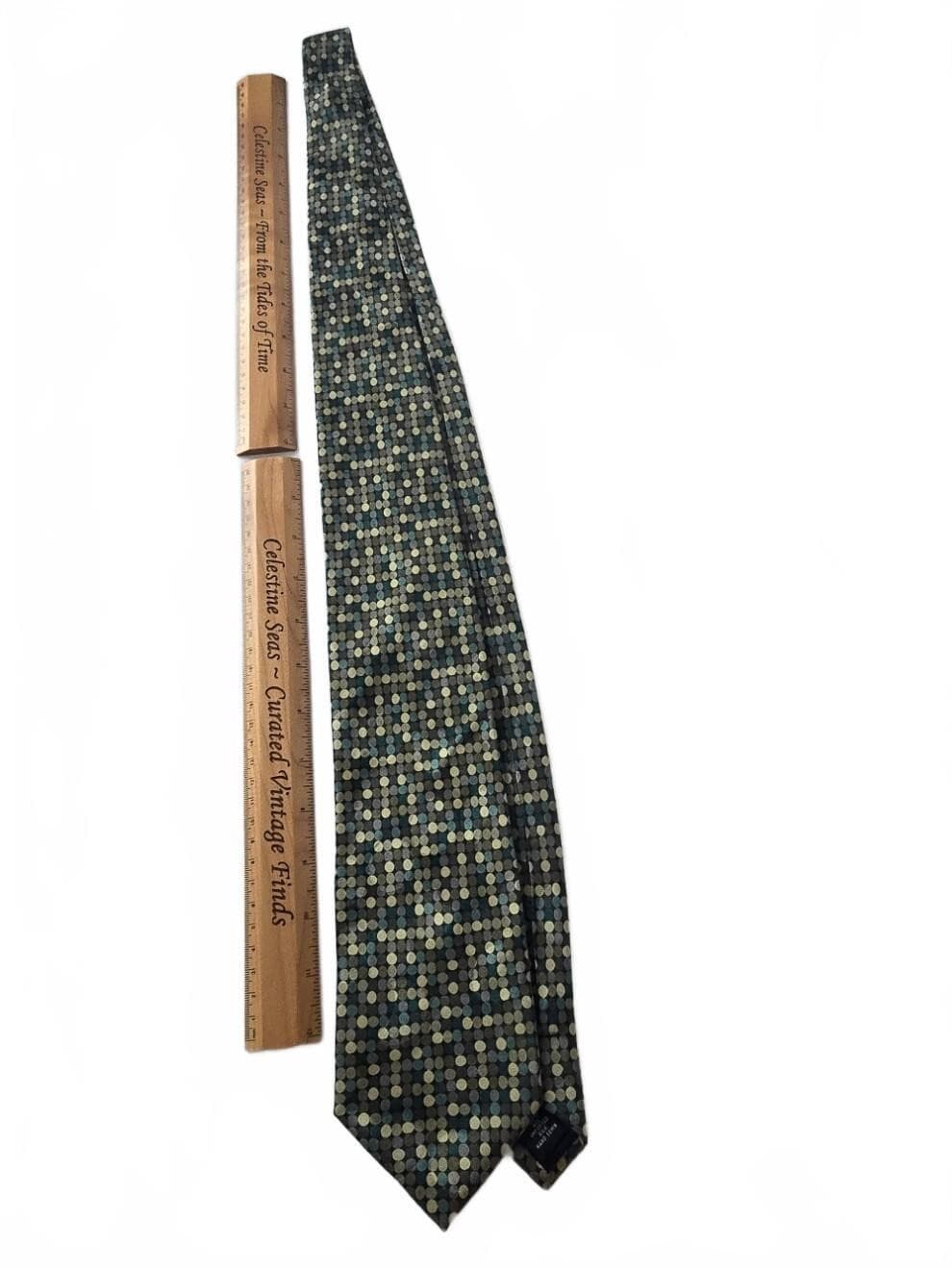 Vintage Unlisted Kenneth Cole Geometric Polka Dot Abstract Mosaic Mens Necktie - Thumbnail 2