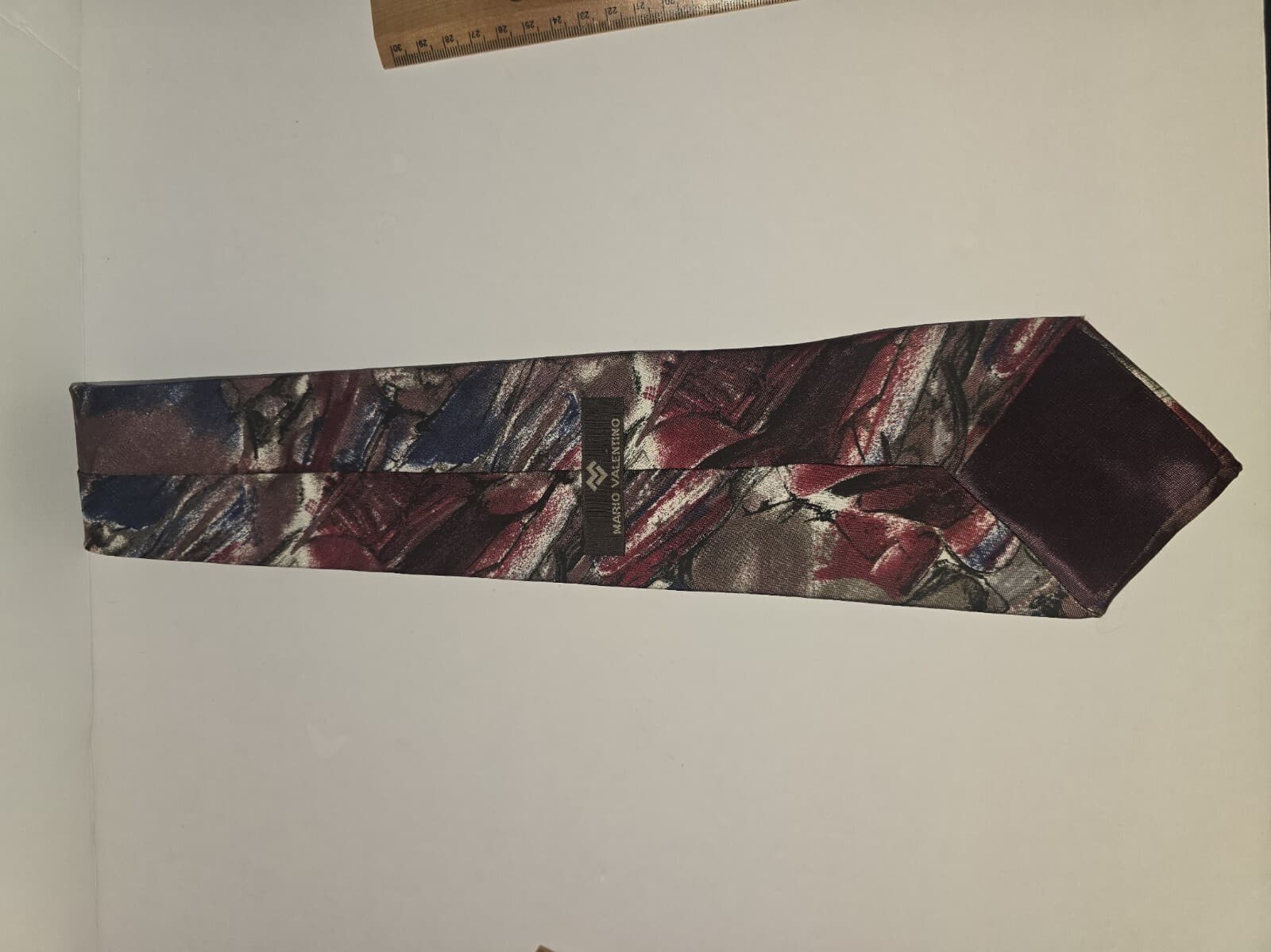 Vintage Mario Valentino Silk Tie Abstract Brushstroke Multicolor Mens Necktie - Thumbnail 4