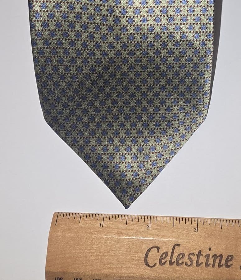 Stonehenge Vintage 100% Silk Geometric Medallion Men's Necktie - Green / Gold - Thumbnail 6