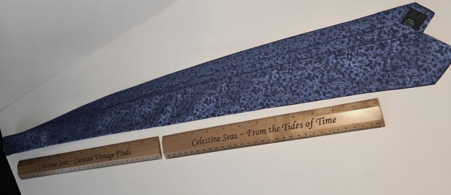 Vintage Calvin Klein Silk Tie Blue Black Textured Abstract Floral Mens Necktie - Thumbnail 2