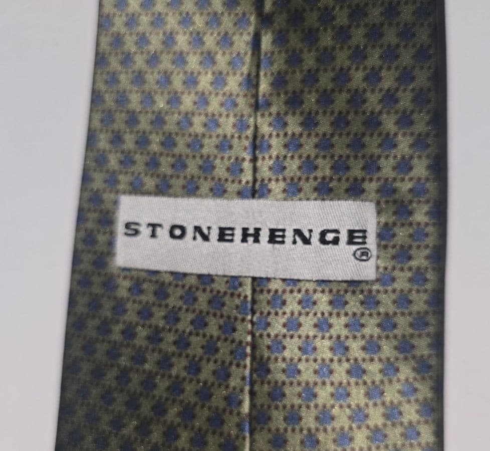 Stonehenge Vintage 100% Silk Geometric Medallion Men's Necktie - Green / Gold - Thumbnail 4