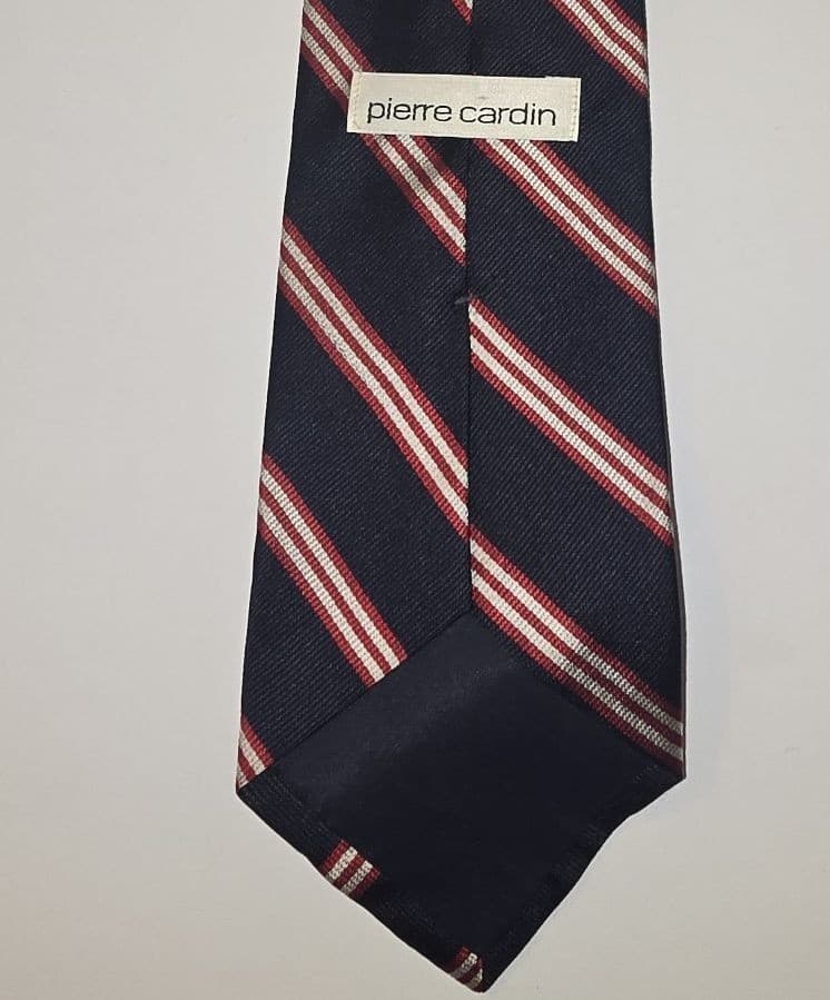 Pierre Cardin Vintage 100% Silk Striped Men's Necktie - Navy / Red - Thumbnail 3