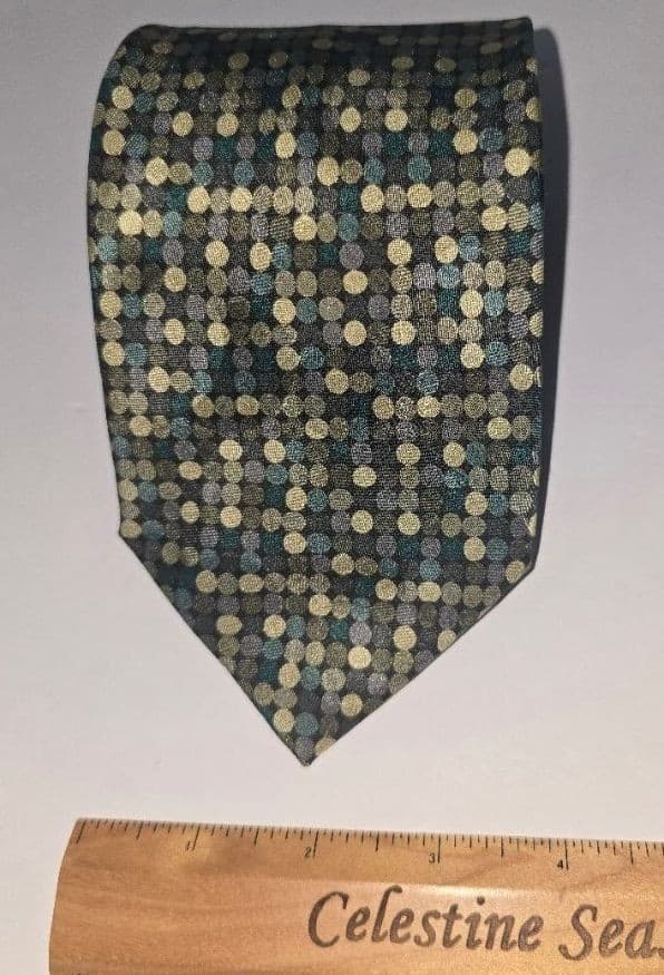 Vintage Unlisted Kenneth Cole Geometric Polka Dot Abstract Mosaic Mens Necktie - Thumbnail 4