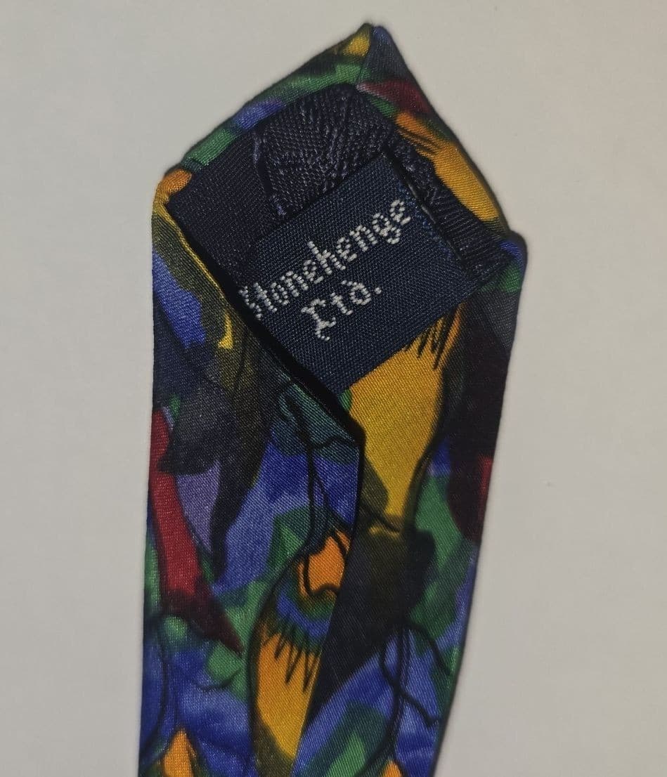Vintage Stonehenge Ltd Cocktail Collection Silk Tie 90s Novelty Hand Sewn - Thumbnail 5