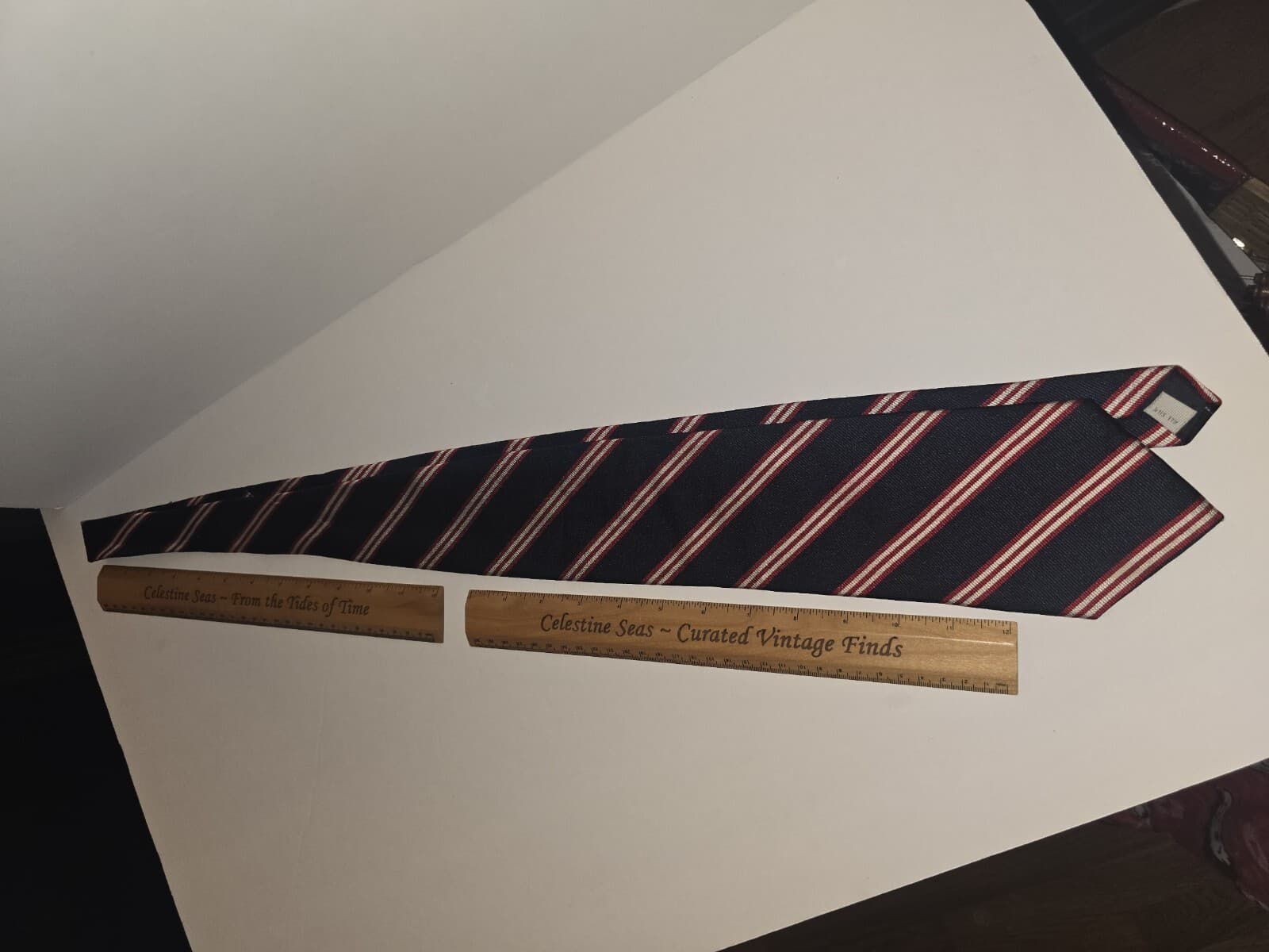 Pierre Cardin Vintage 100% Silk Striped Men's Necktie - Navy / Red - Thumbnail 2