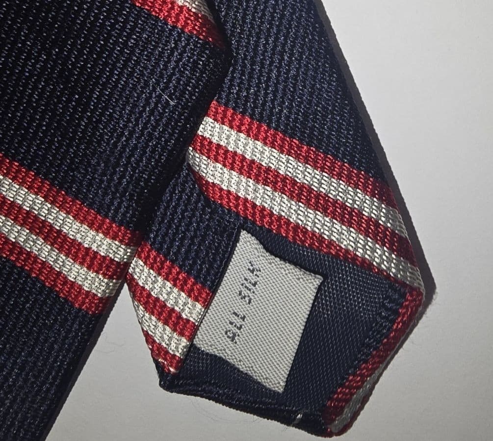 Pierre Cardin Vintage 100% Silk Striped Men's Necktie - Navy / Red - Thumbnail 5