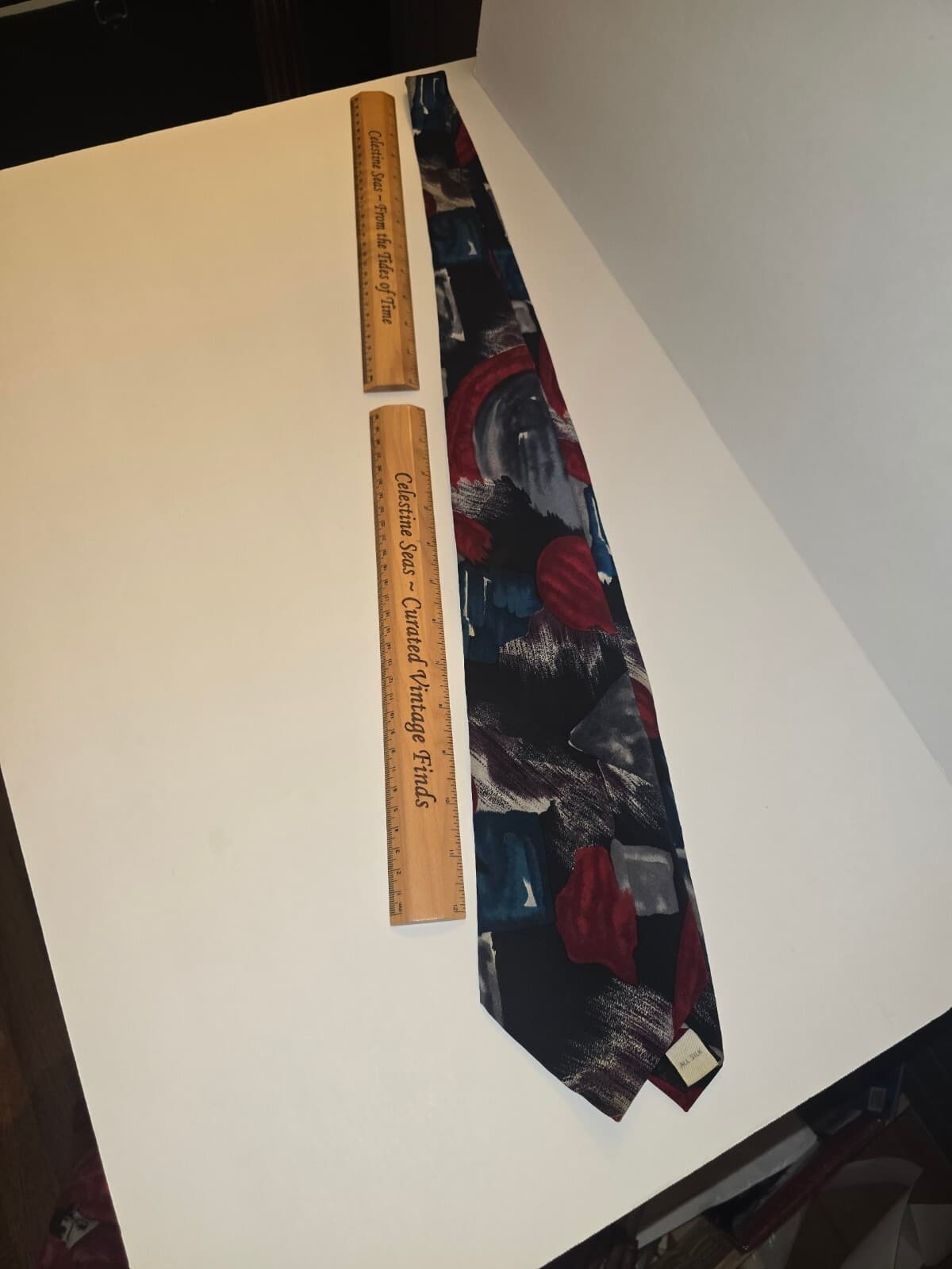 Vintage 80s 90s Pierre Cardin All Silk Tie Geometric Abstract 4" Wide - Thumbnail 6