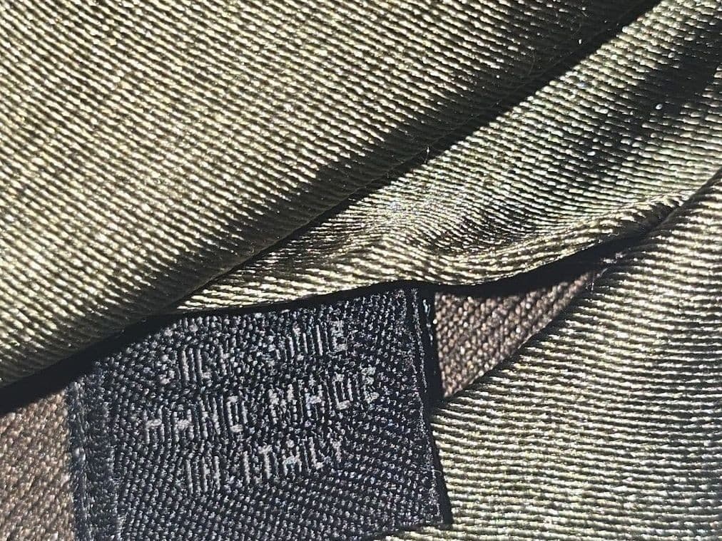 Vintage Barneys New York Silk Tie Olive Green Made in Italy Solid Necktie - Thumbnail 5
