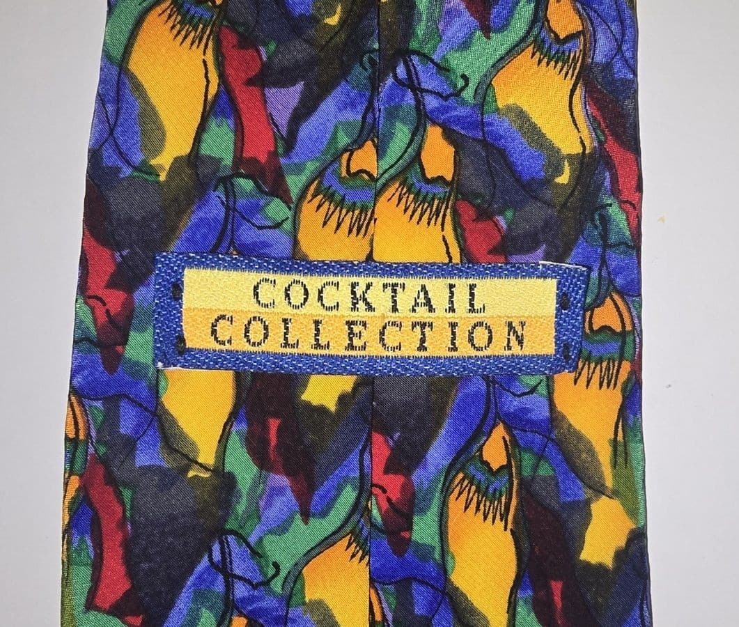 Vintage Stonehenge Ltd Cocktail Collection Silk Tie 90s Novelty Hand Sewn - Thumbnail 4