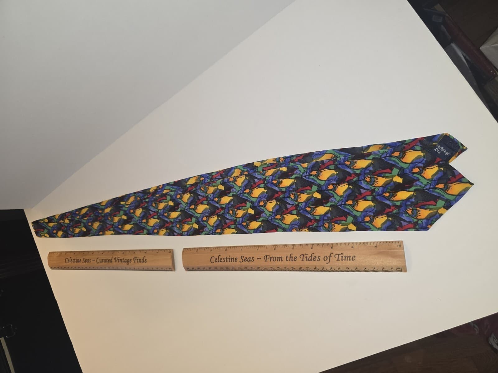 Vintage Stonehenge Ltd Cocktail Collection Silk Tie 90s Novelty Hand Sewn - Thumbnail 2