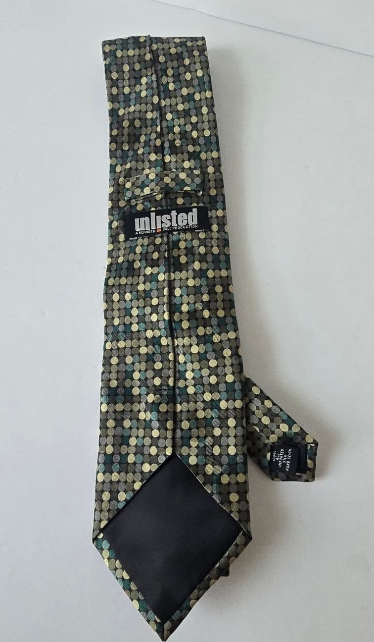 Vintage Unlisted Kenneth Cole Geometric Polka Dot Abstract Mosaic Mens Necktie - Thumbnail 3
