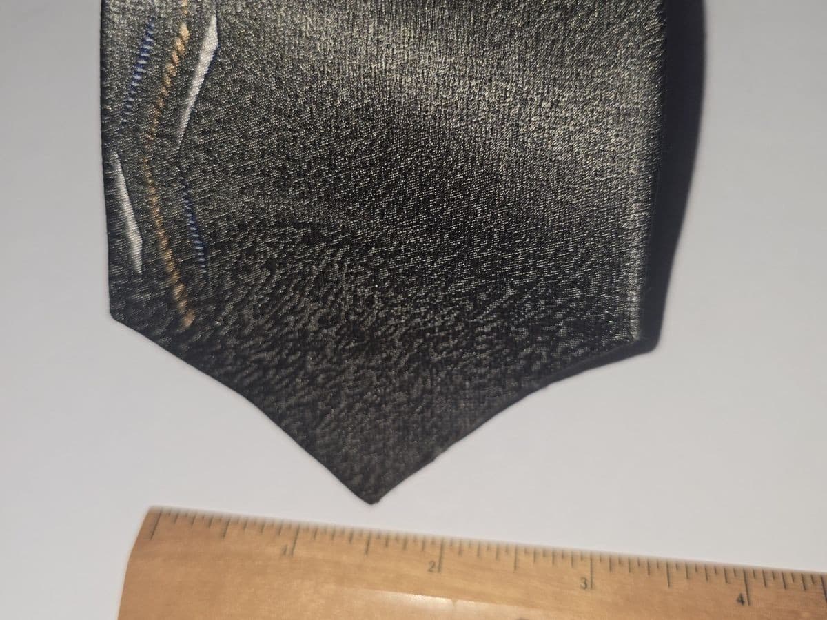 Pierre Cardin Vintage 100% Silk Grey Wavy Retro Geometric Necktie - Thumbnail 5