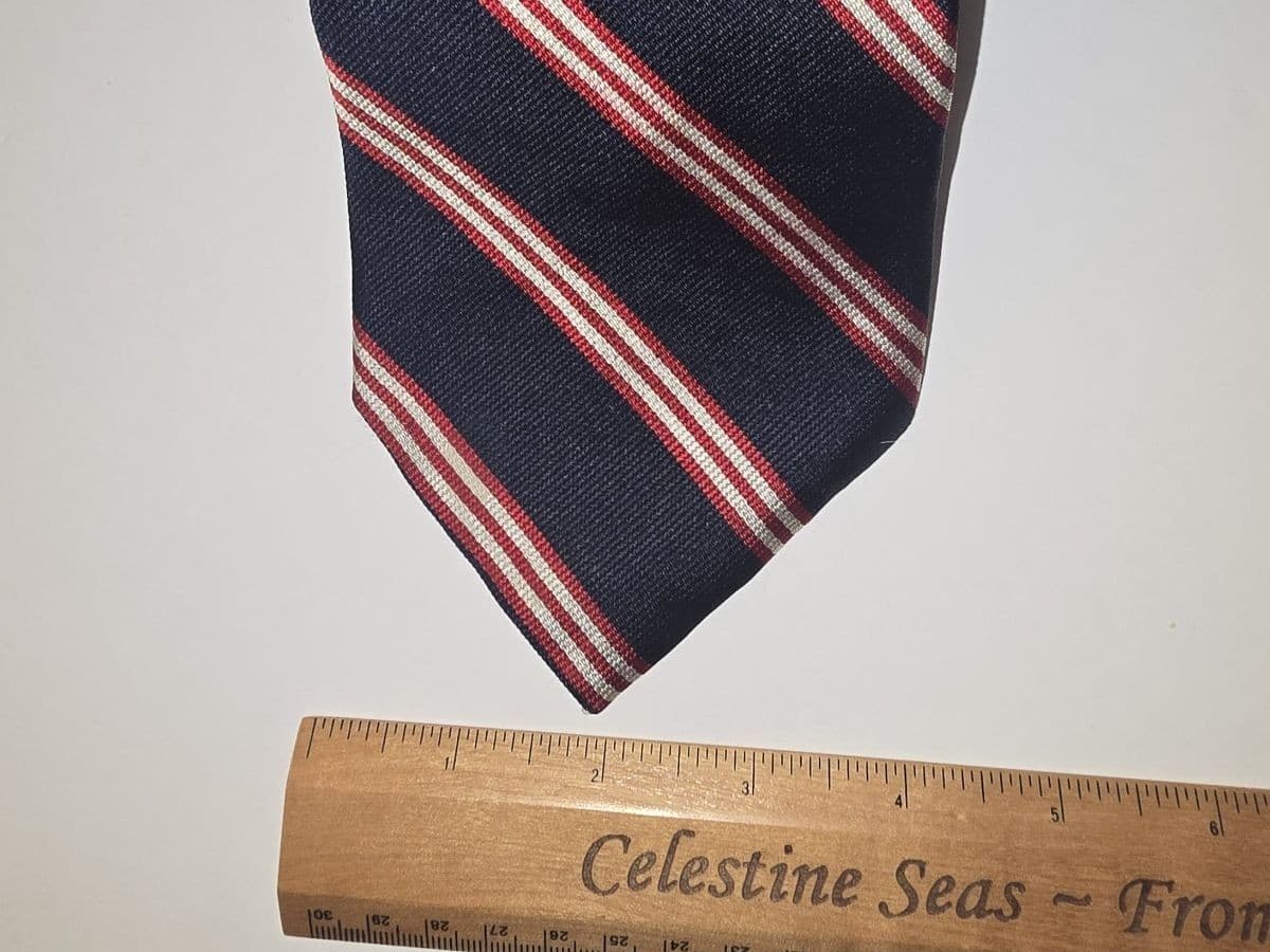 Pierre Cardin Vintage 100% Silk Striped Men's Necktie - Navy / Red - Thumbnail 6