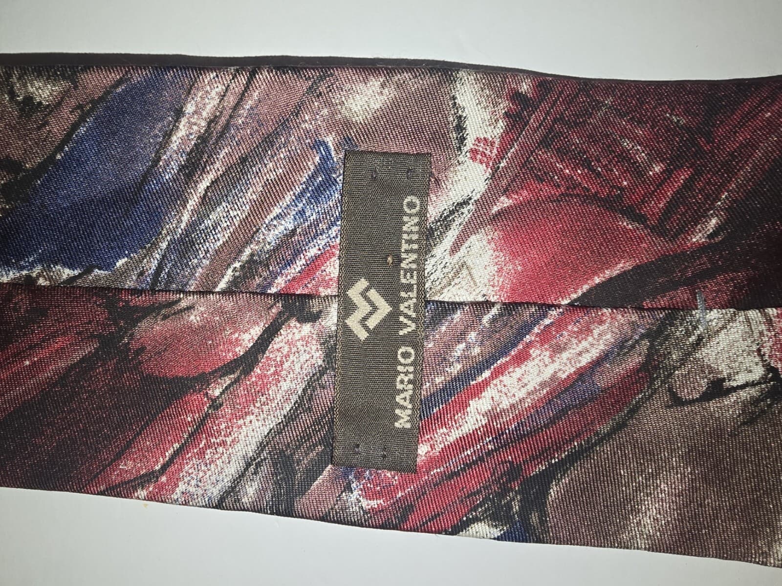 Vintage Mario Valentino Silk Tie Abstract Brushstroke Multicolor Mens Necktie - Thumbnail 5