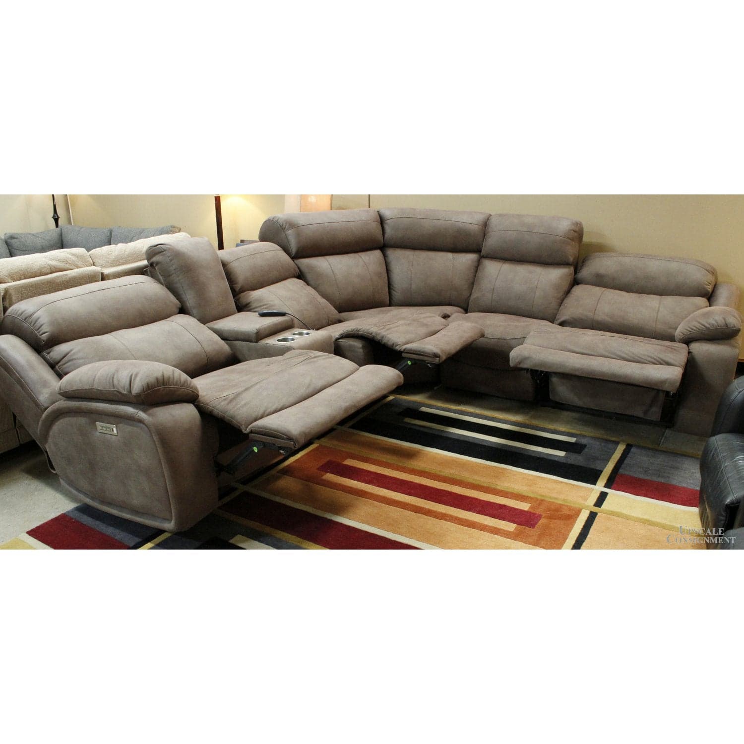 Stanton Power "L" Reclining Sectional Sofa - Brown - Thumbnail 3
