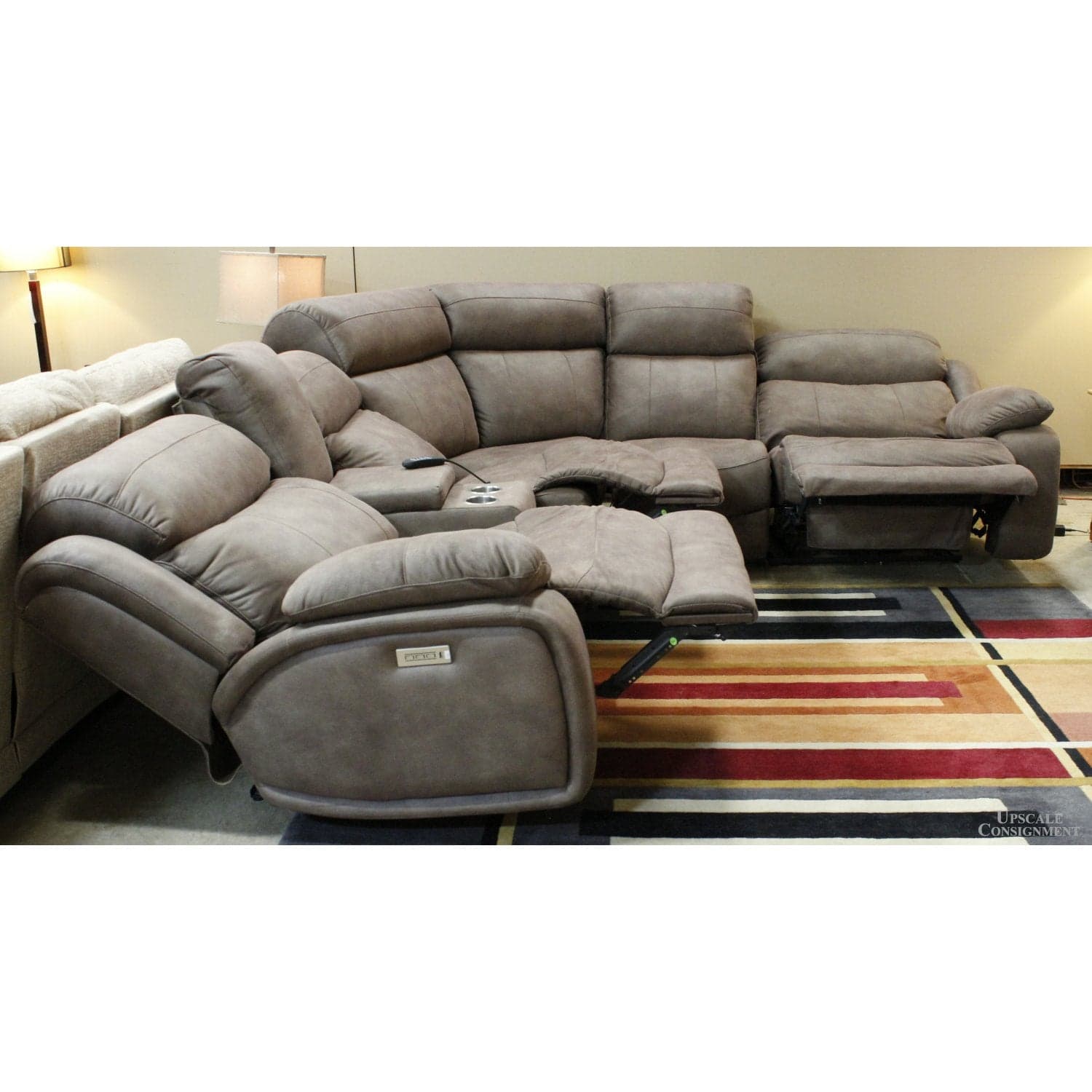Stanton Power "L" Reclining Sectional Sofa - Brown - Thumbnail 2