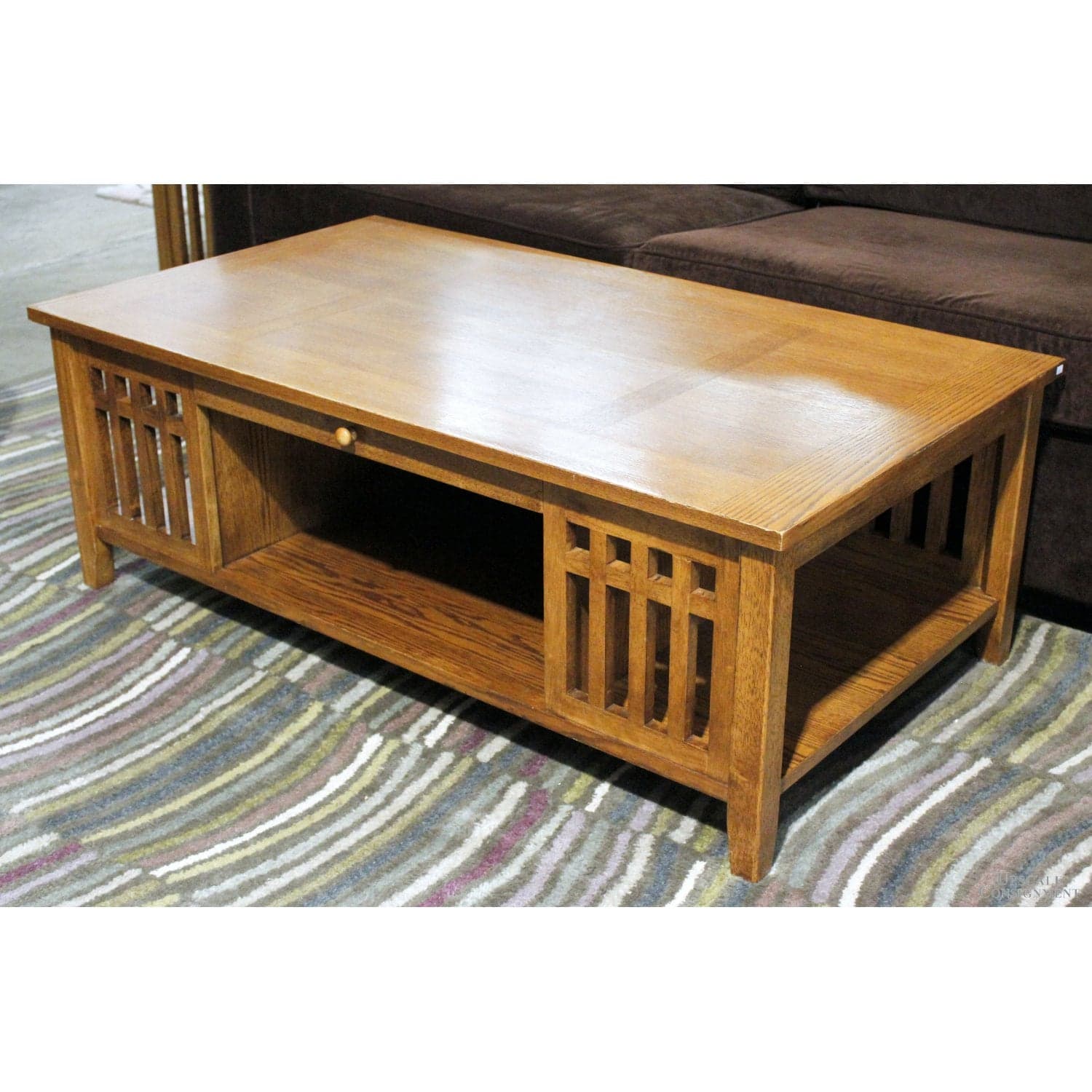 Mission Oak Coffee Table w/Pull-Out Surface - Thumbnail 4