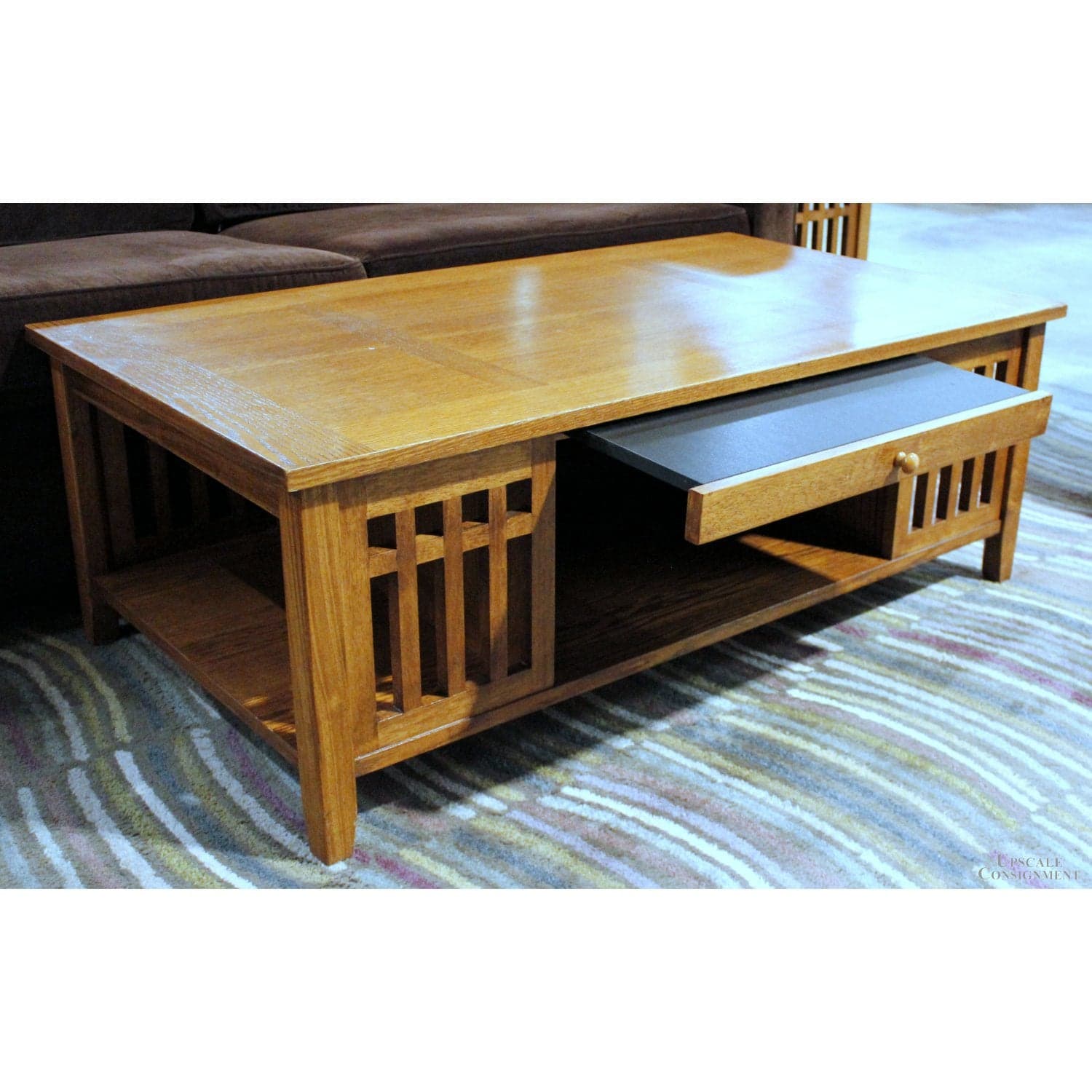 Mission Oak Coffee Table w/Pull-Out Surface - Thumbnail 2