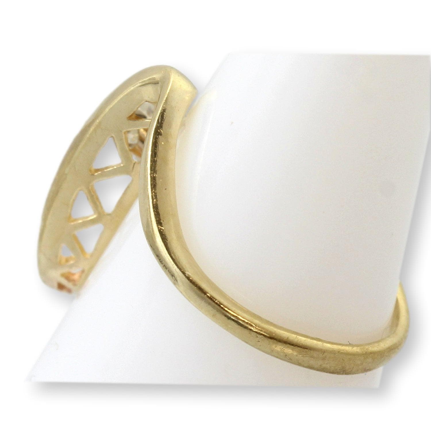 Vintage Japanese Modernist 10KP Gold Transitional Cut Diamond Ring | Estate Diamond Ring - Size 5.75 - Thumbnail 3