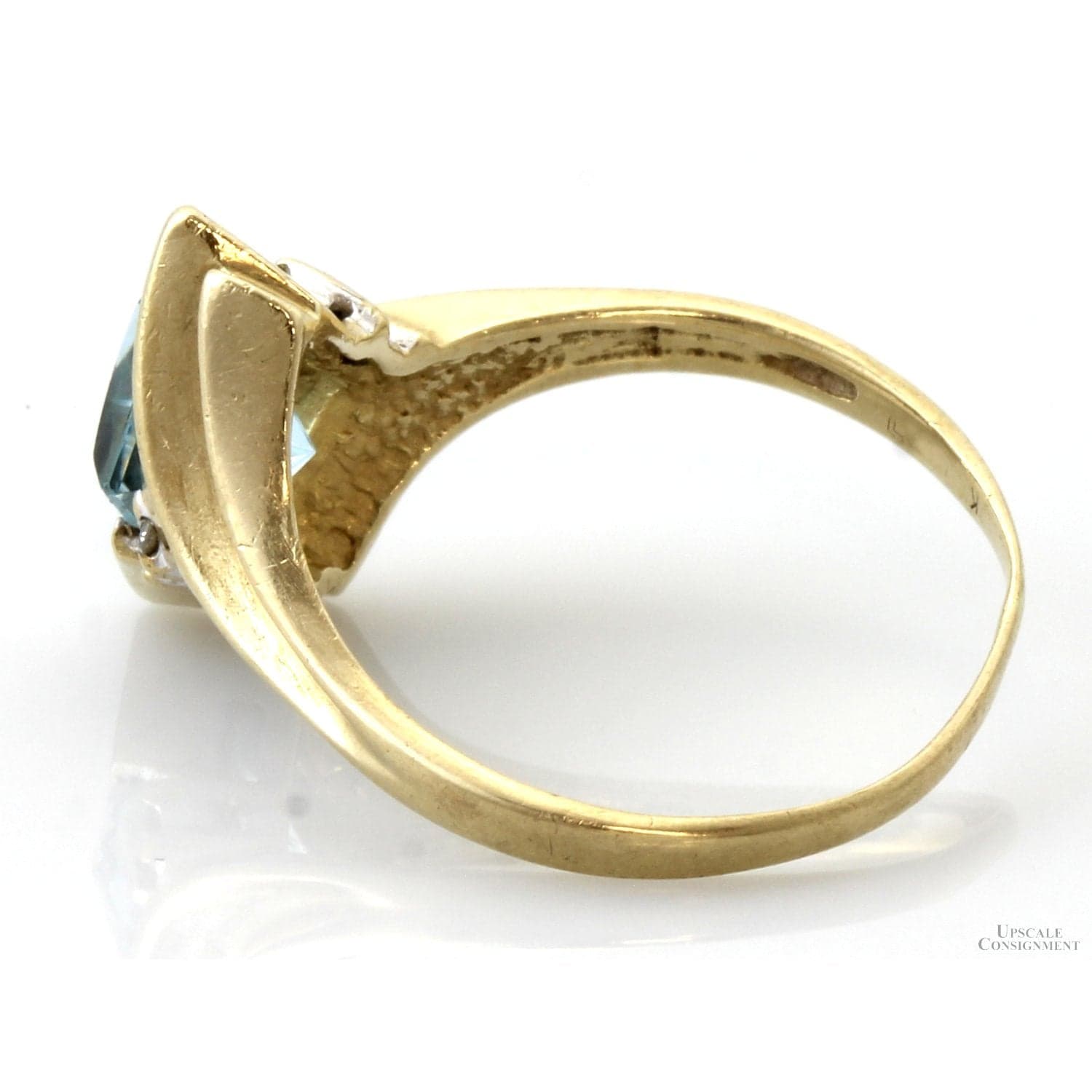 Vintage Love Story 14K Gold Fantasy-Cut Natural Aquamarine & Diamond Ring - Size 8.75 - Thumbnail 4