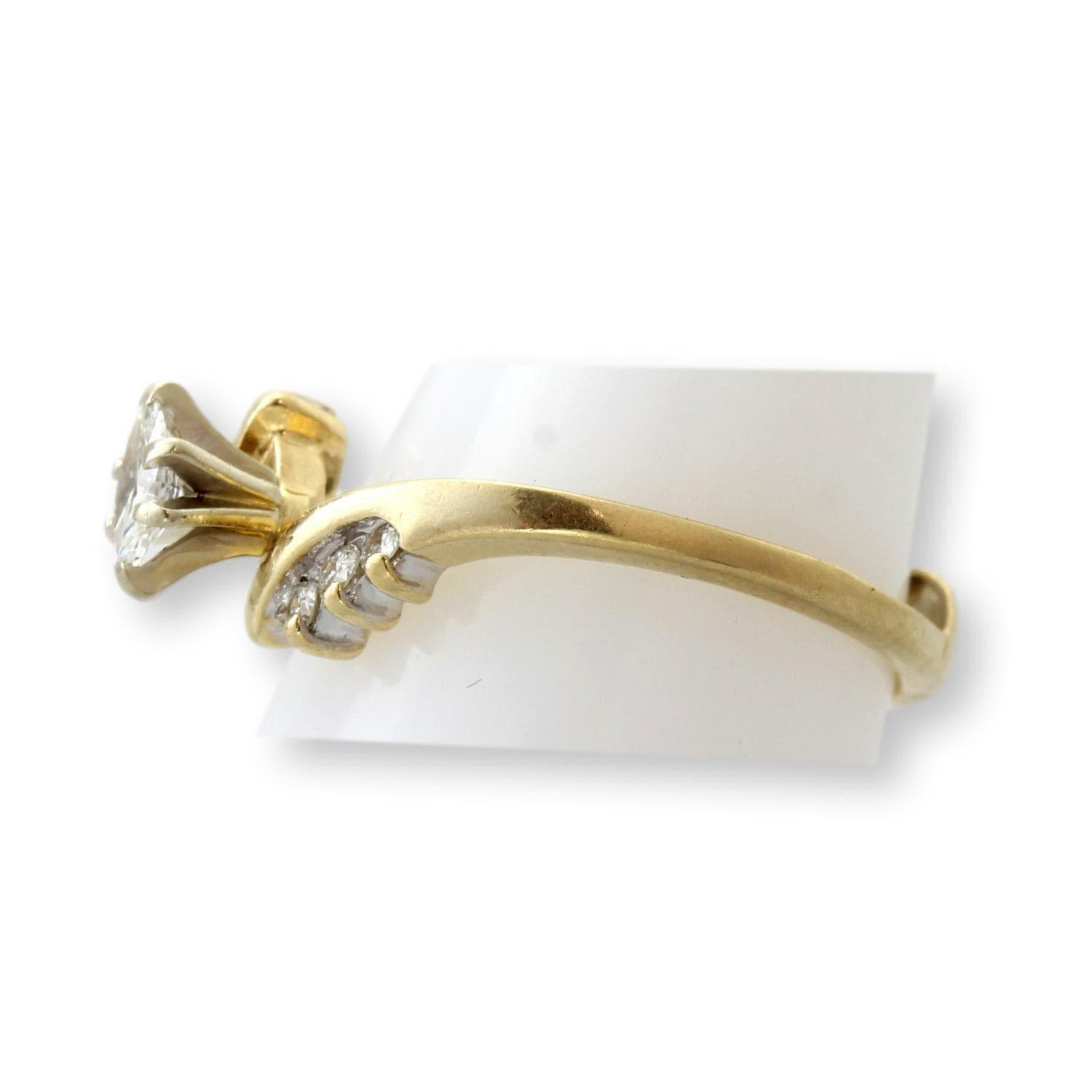 Vintage Crescent 14KP Gold Marquise Diamond Shadow Band | Estate Wedding Ring - Size 8.5 - Thumbnail 3