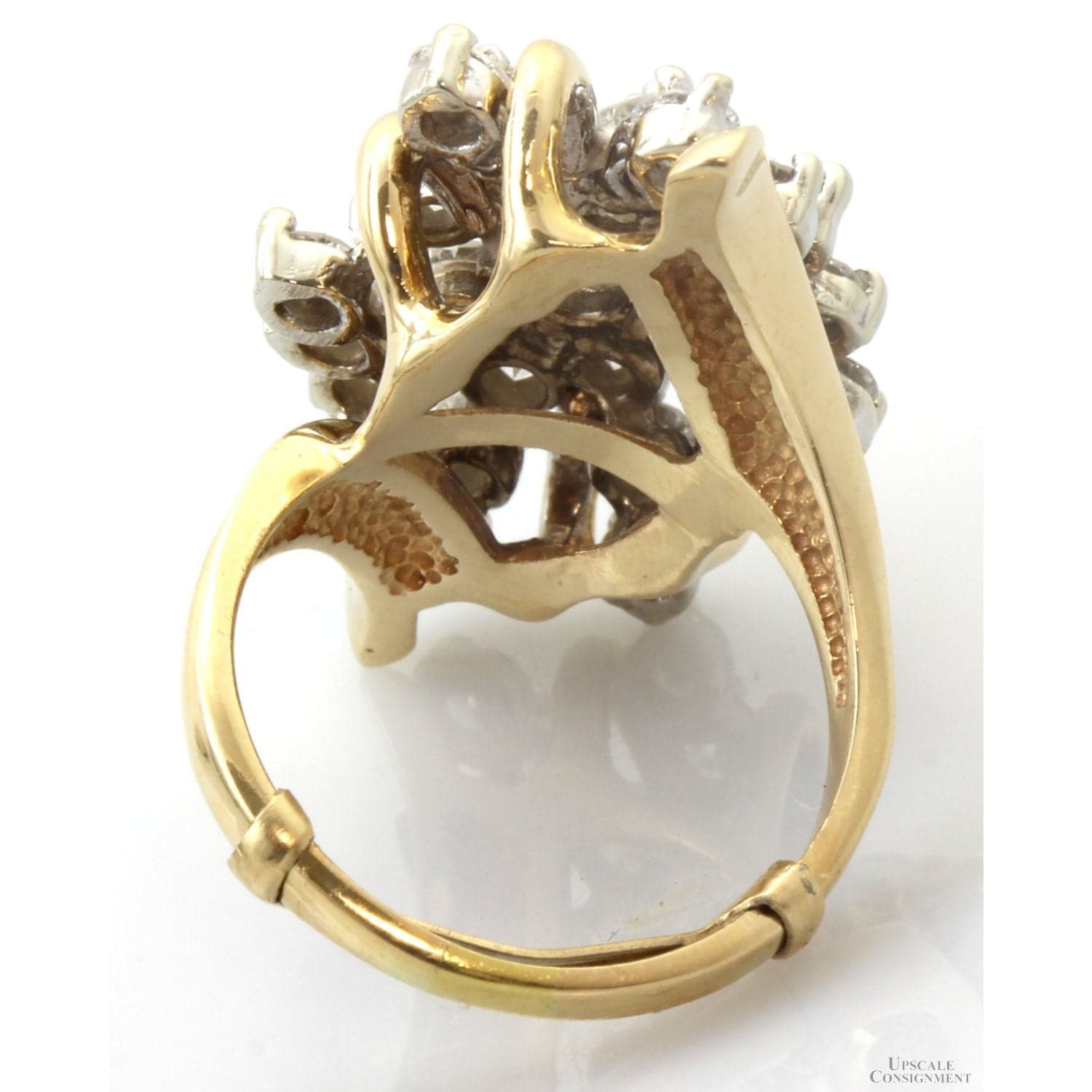 Vintage 14K Gold 3.35 CTW Diamond Waterfall Cocktail Ring | Natural Diamond Estate Statement Ring - Size 6.5-6.75 - Thumbnail 6