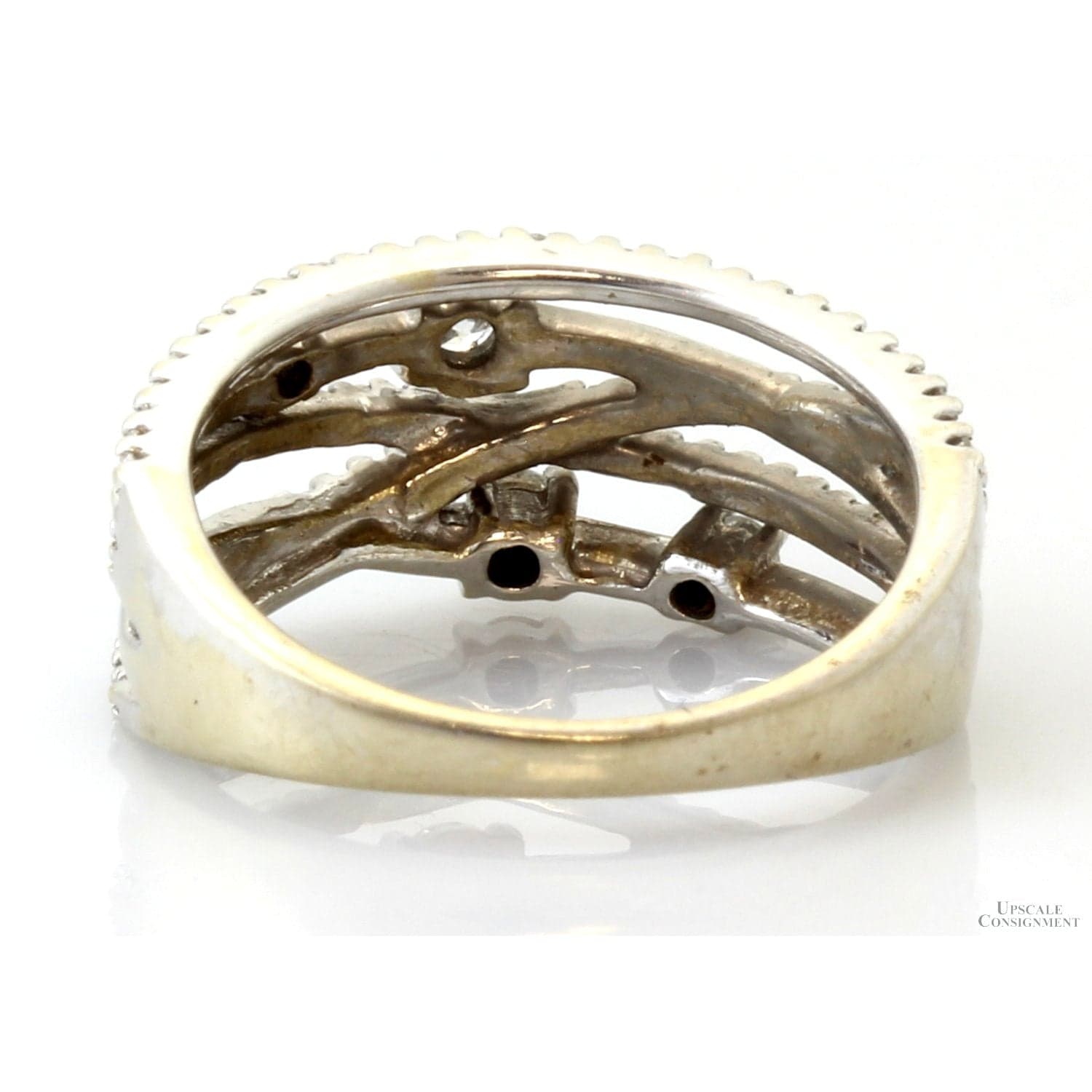14K White Gold .70ctw Diamond Crossover Vintage Ring - Size 8.75 - Thumbnail 7