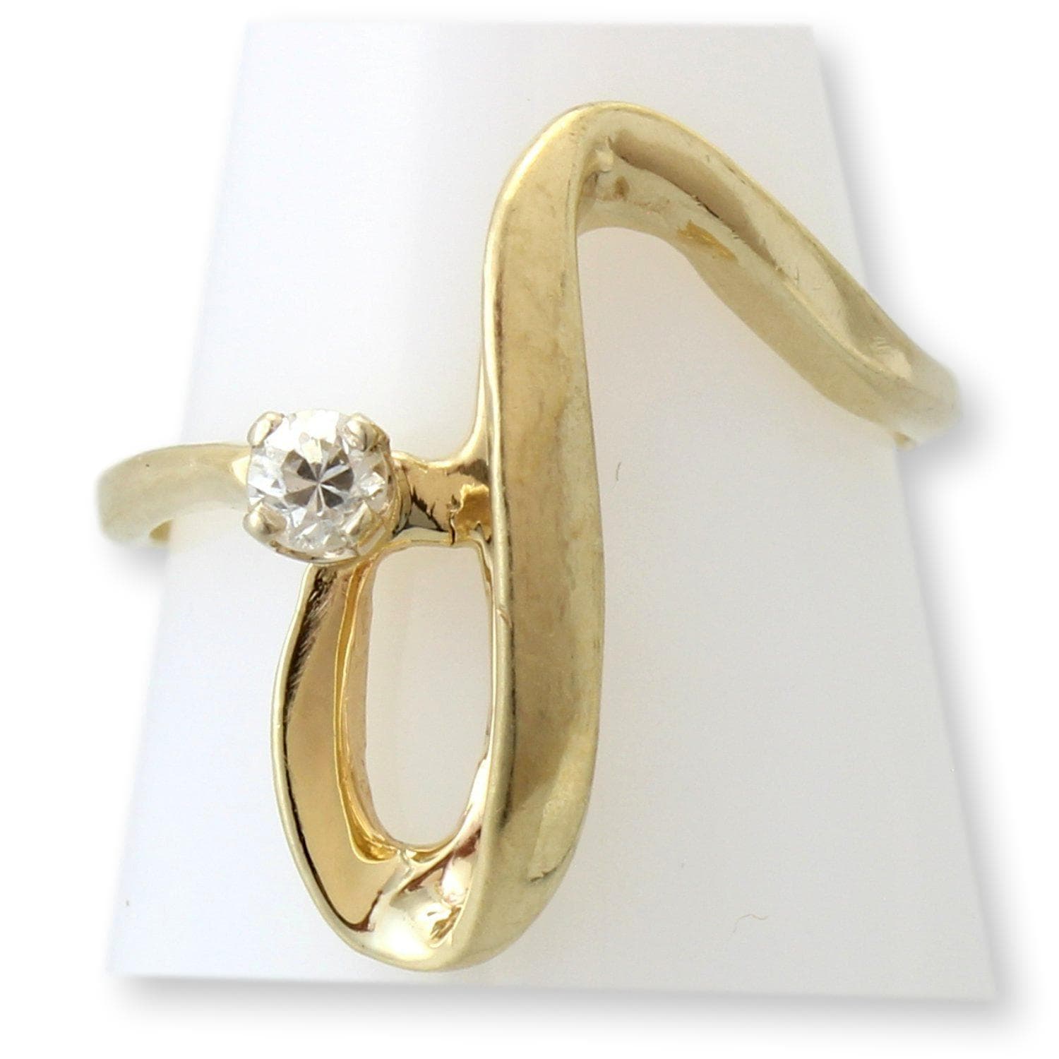 Vintage Japanese Modernist 10KP Gold Transitional Cut Diamond Ring | Estate Diamond Ring - Size 5.75 - Thumbnail 4