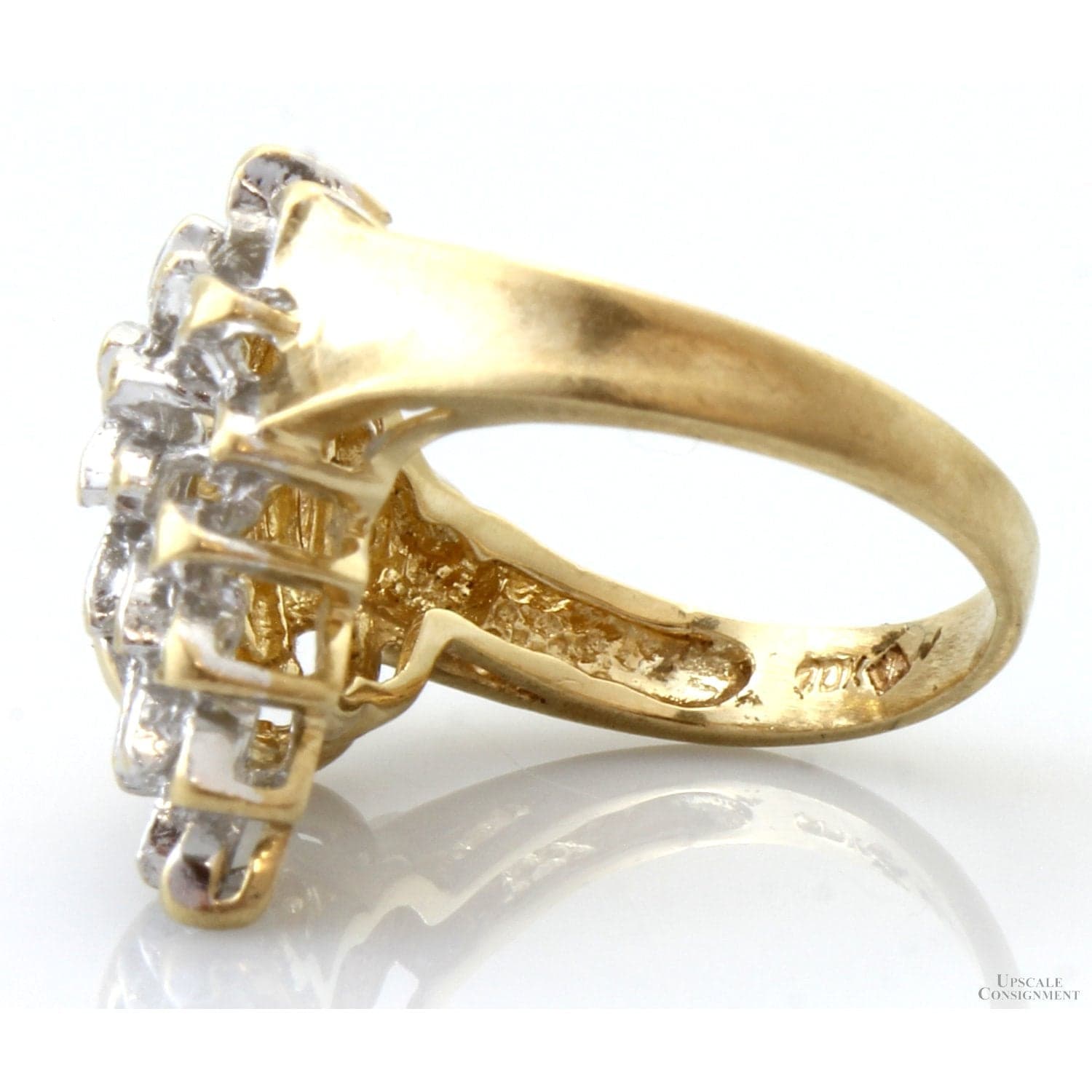 Vintage 10K Gold Diamond Leaf & Ribbon Ring | Nature Inspired Estate Diamond Ring - Size 4 - Thumbnail 4