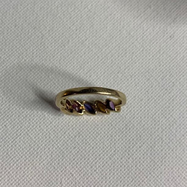 Vintage 10K Gold Multi-Gemstone Ring | 2.59g | Size 7 - Thumbnail 2