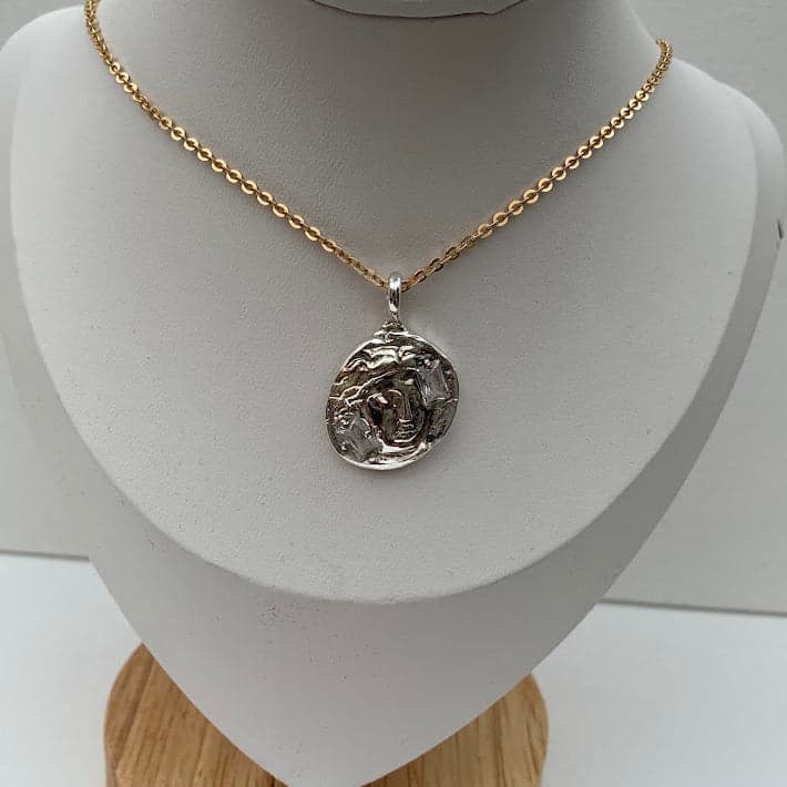 Handmade .999 Fine Silver Athena Greek Goddess Coin Pendant | CZ Accents - Thumbnail 2