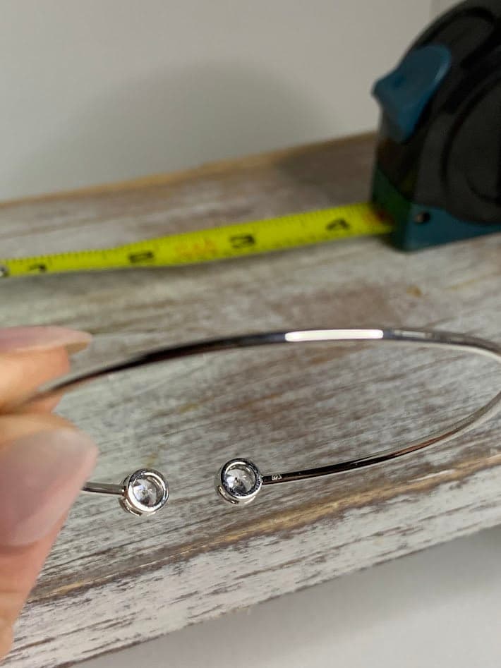 Sterling Silver Bezel Set CZ Cuff - Thumbnail 8