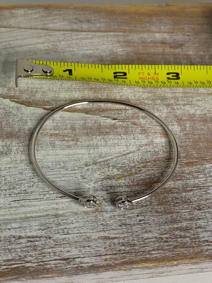 Sterling Silver Bezel Set CZ Cuff - Thumbnail 7