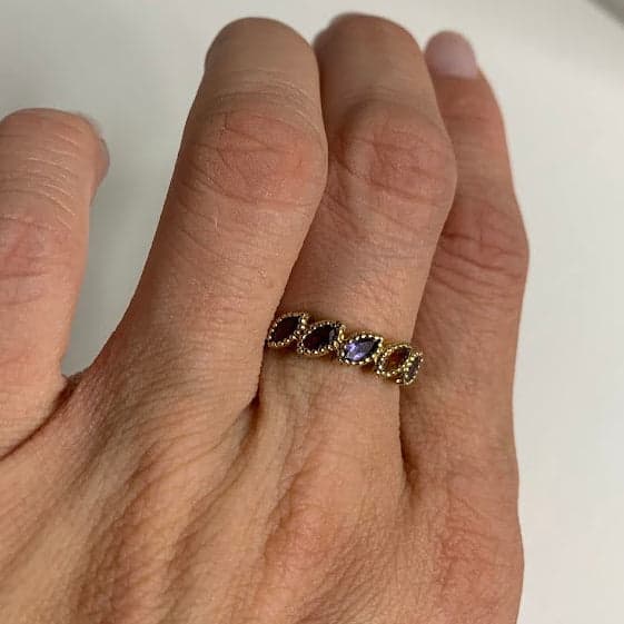Vintage 10K Gold Multi-Gemstone Ring | 2.59g | Size 7 - Thumbnail 8