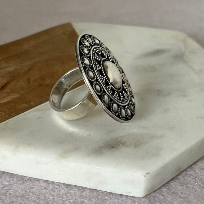 Vintage Silver Shield Ring from Paris, France - Thumbnail 3