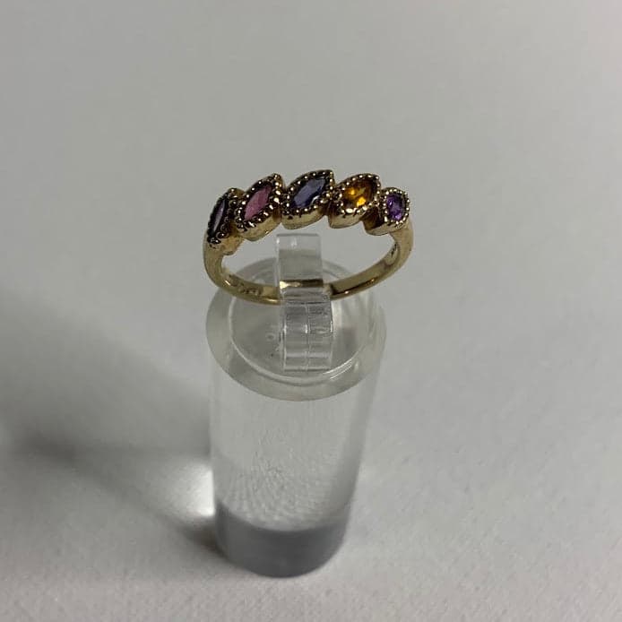 Vintage 10K Gold Multi-Gemstone Ring | 2.59g | Size 7 - Thumbnail 9