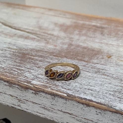 Vintage 10K Gold Multi-Gemstone Ring | 2.59g | Size 7 - Thumbnail 10