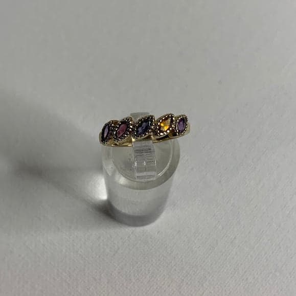 Vintage 10K Gold Multi-Gemstone Ring | 2.59g | Size 7 - Thumbnail 3