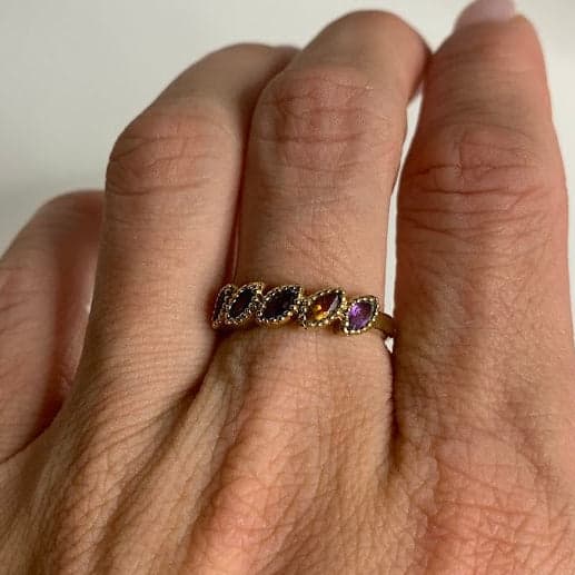 Vintage 10K Gold Multi-Gemstone Ring | 2.59g | Size 7 - Thumbnail 7