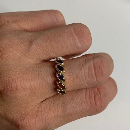 Vintage 10K Gold Multi-Gemstone Ring | 2.59g | Size 7 - Thumbnail 6