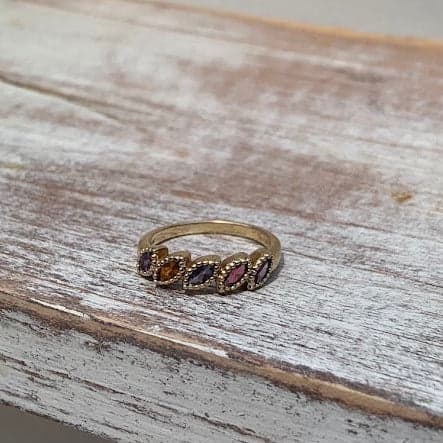 Vintage 10K Gold Multi-Gemstone Ring | 2.59g | Size 7 - Thumbnail 11