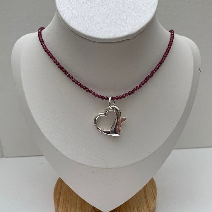 Sterling Silver Heart Charm Holder Pendant | Connector Clasp | Locking Enhancer - Thumbnail 2