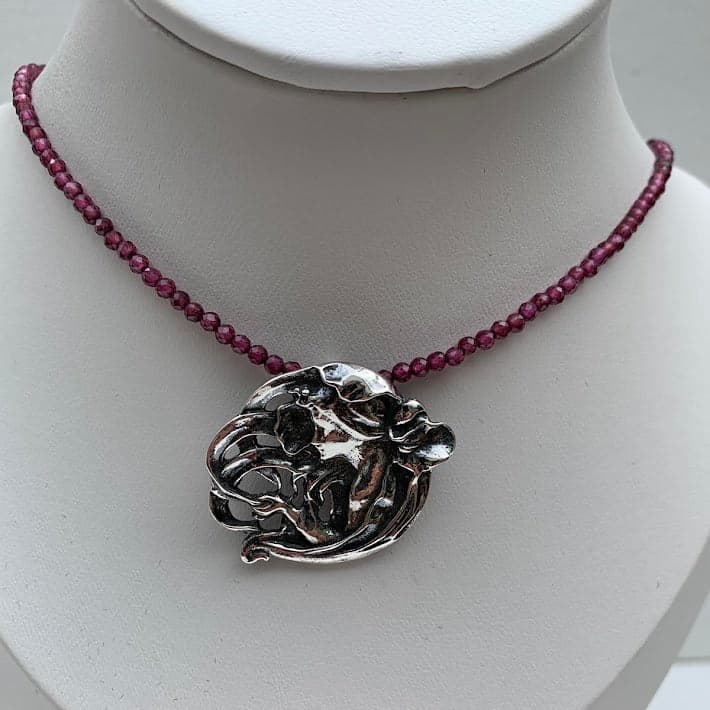 Vintage Sterling Silver Art Nouveau Style Maiden Pendant | Mucha Inspired - Thumbnail 2