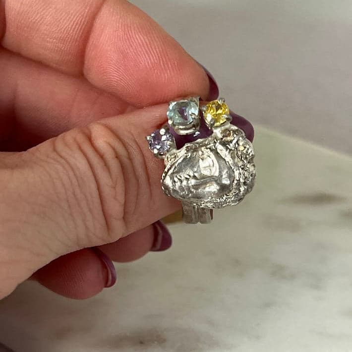 Studio Made Greek Goddess Fine Silver Ring - Thumbnail 3